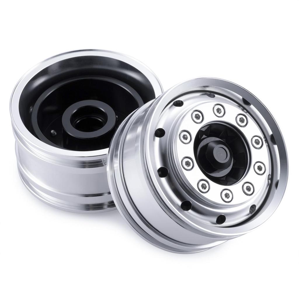 TRZX 2 Aluminum Front Wheel Rim Upgrade Parts for 1/14 Tamiya Trailer Truck RC Car (2 Pieces)