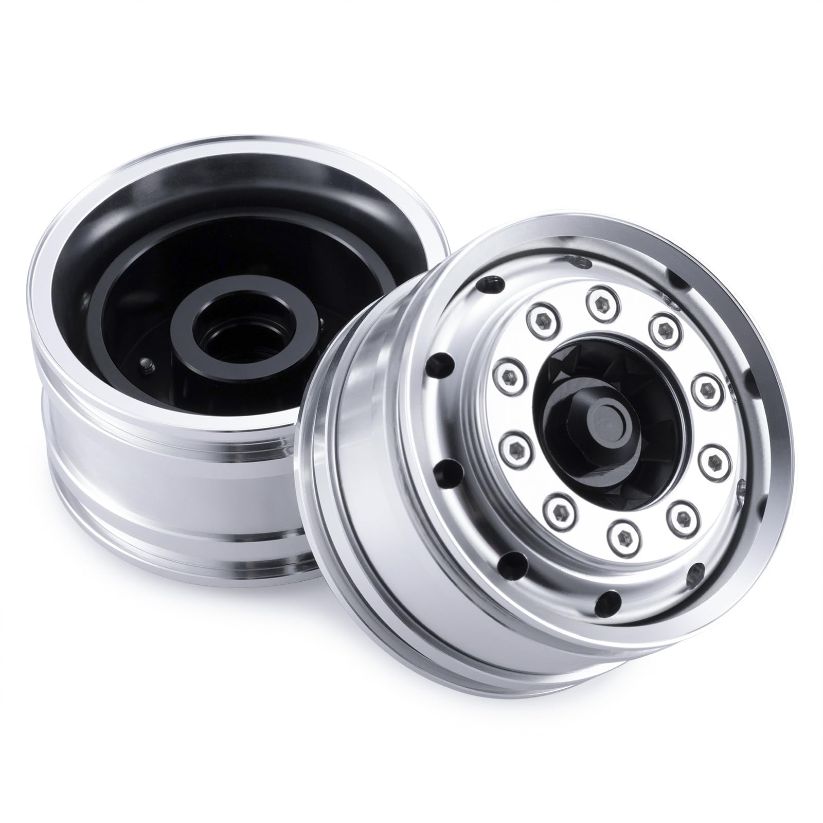 

TRZX 2 Aluminum Front Wheel Rim Upgrade Parts for 1/14 Tamiya Trailer Truck RC Car (2 Pieces)