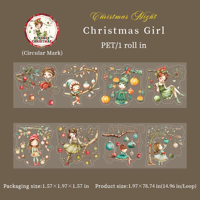 1Roll Tapes For Christmas Themed Die-cutting Tape Creative Collage Material Diary Greeting Card Cup Photo Frame Decoration Gift