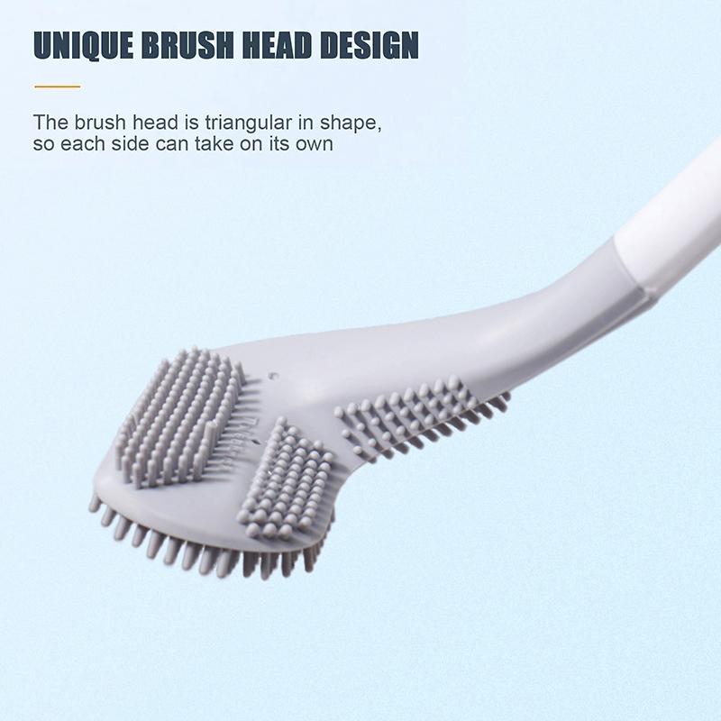 Brosses de Toilette en Silicone à Long Manche Brosse de Nettoyage de Toilette Accessoires de Salle de Bain