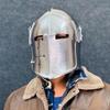 Barbuta Helmet with Stand 18g Mild Steel Medieval Knight Armor LARP Cosplay Costume Barbuta Visored Warrior Helmet