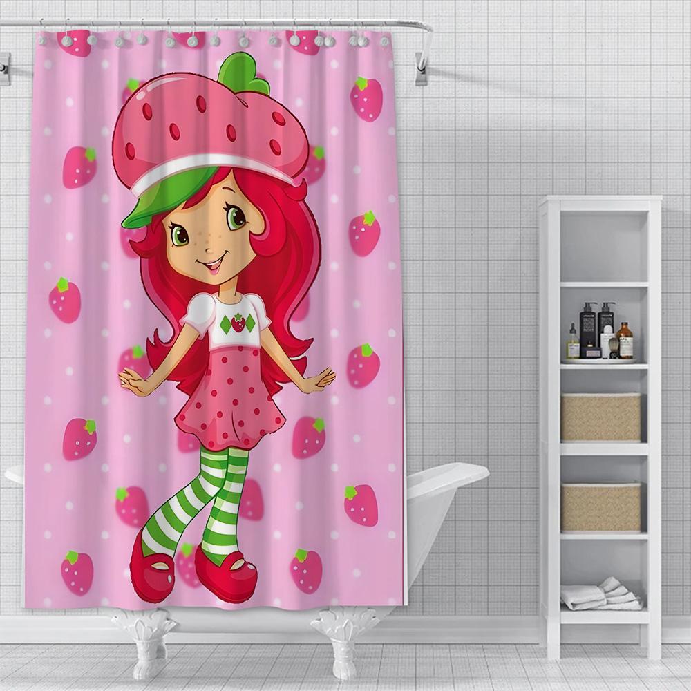 

Shower Curtain Waterproof Polyester Fabric Paint Colorful Bath Curtains Strawberry Sweetheart Home Bathroom Decor With Hook YL90x180cm