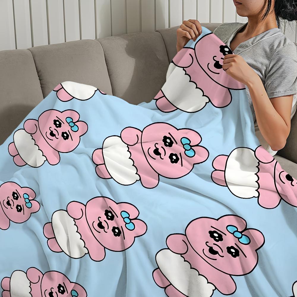 Blanket For Soft Cartoon O-Opanchu Throw Blanket for Picnic U-Usagi Bed Sofa Home Bedroom Cute Cozy Warm Bunny Comfortable