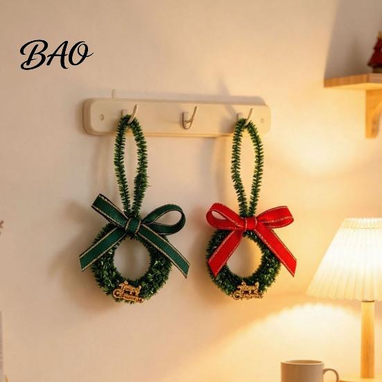 Handmade Wreath Ornaments Mini Christmas Ornament, Miniature Artificial with Bow, Decor Pinecone, Xmas Tree Hanging for Holiday Party Favors