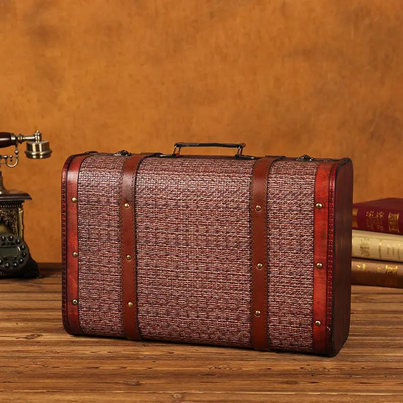 Cutie de depozitare antică din lemn Valisă vintage medievală Cufă de comori Coliere Organizator de bijuterii Cutie cadou cu blocare Cutie foto mare