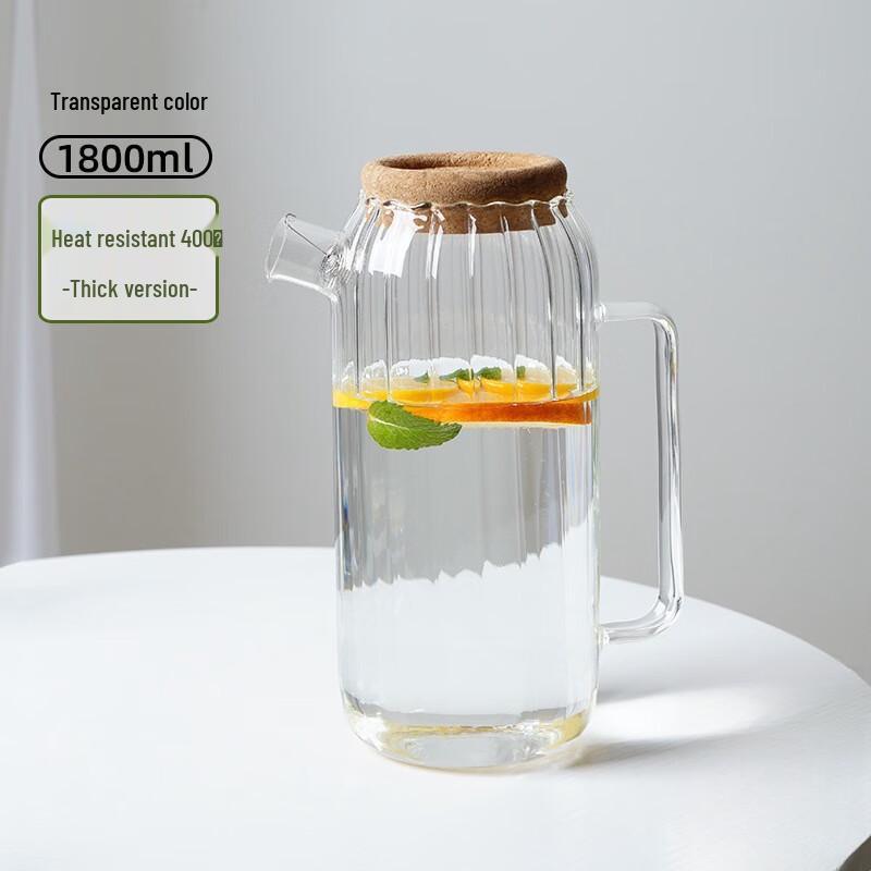 Diller Ribbed Glass Pitcher with Cork Stopper