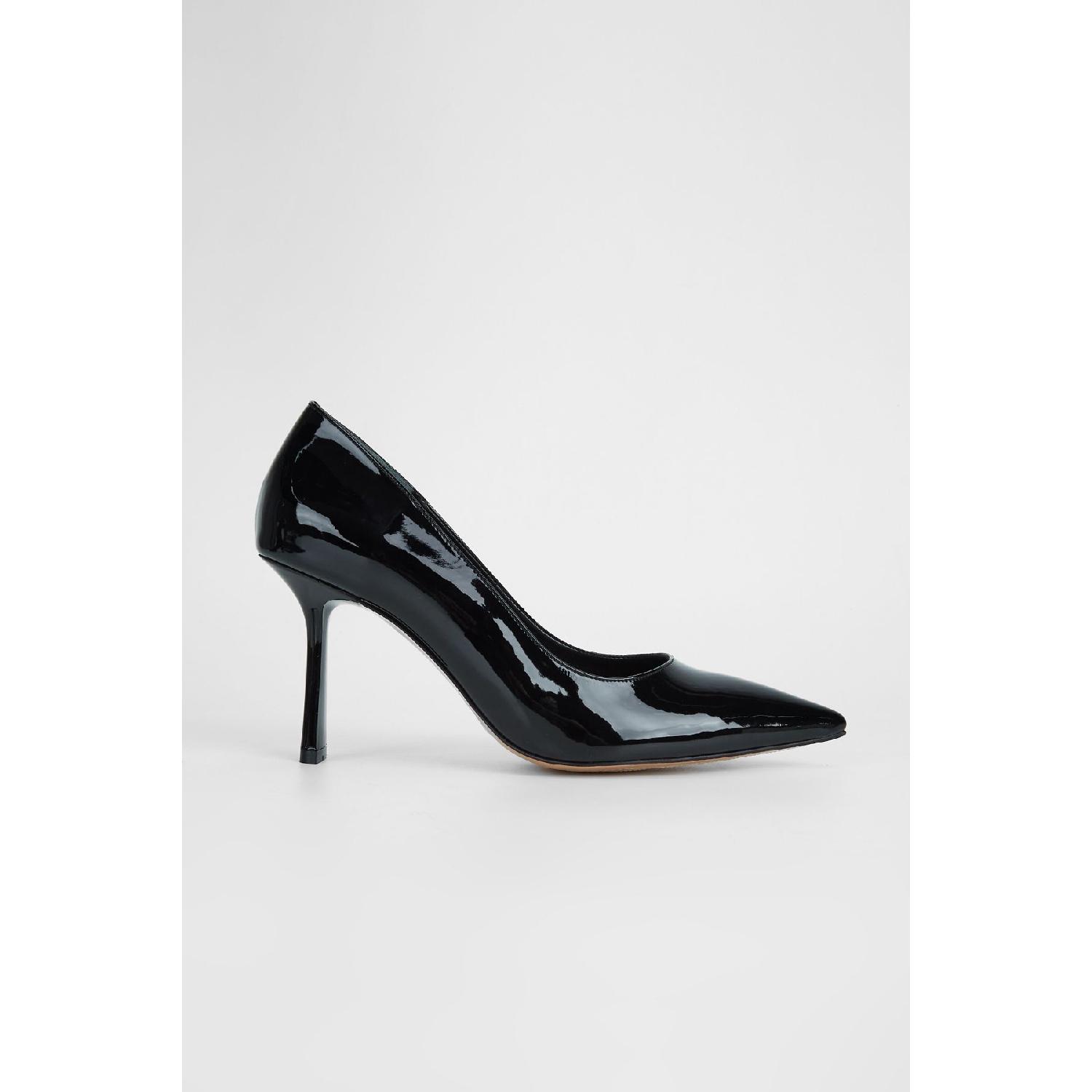 

Women s Black Patent Leather Genuine Leather Heeled Shoes 37 чёрный