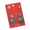 Christmas Wreath Stud Earrings Green Diamond Earrings Rhinestone Bells Ear Hooks Bow Earrings