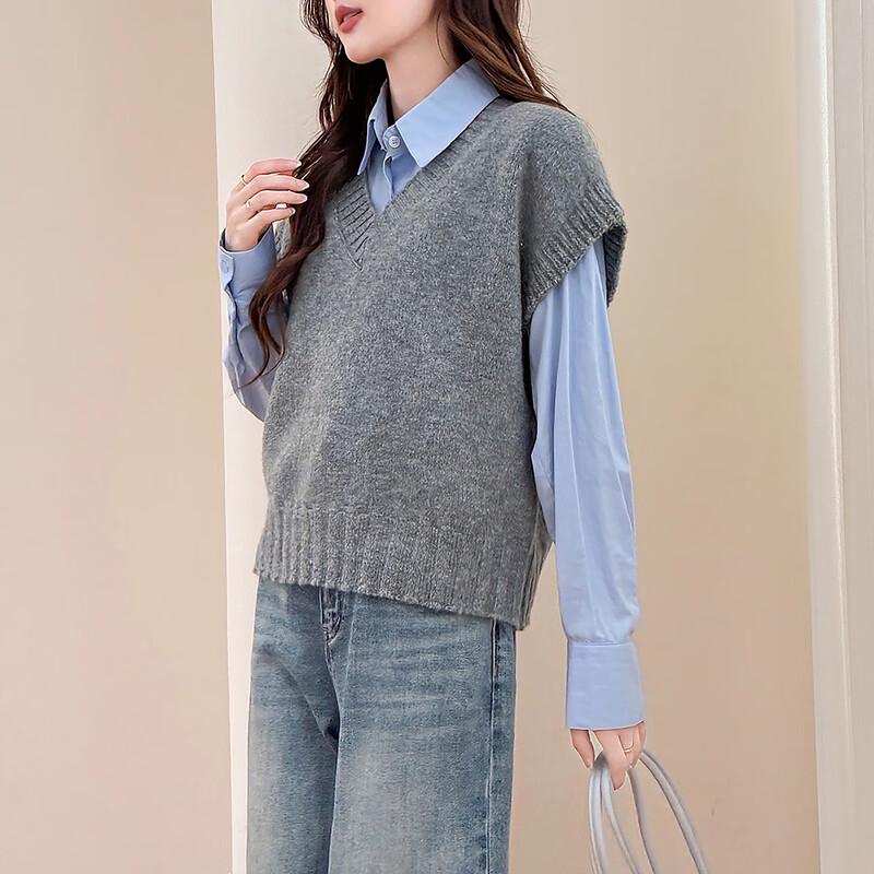 TonLion Women's Simple V-Neck Pullover Vest