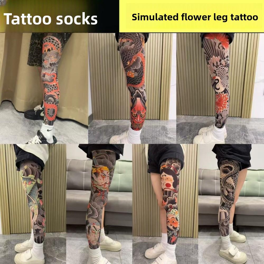 Printed Tights Fake Tattoo Socks Sun-proof Sexy Stockings New Fishing Elastic Socks  Unisex
