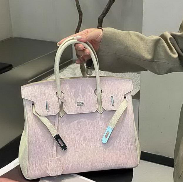 Damentasche aus echtem Leder, farblich passende Tasche aus Togo-Leder mit Top-Grain-Rindsleder, europäische und amerikanische Handtasche für Damen