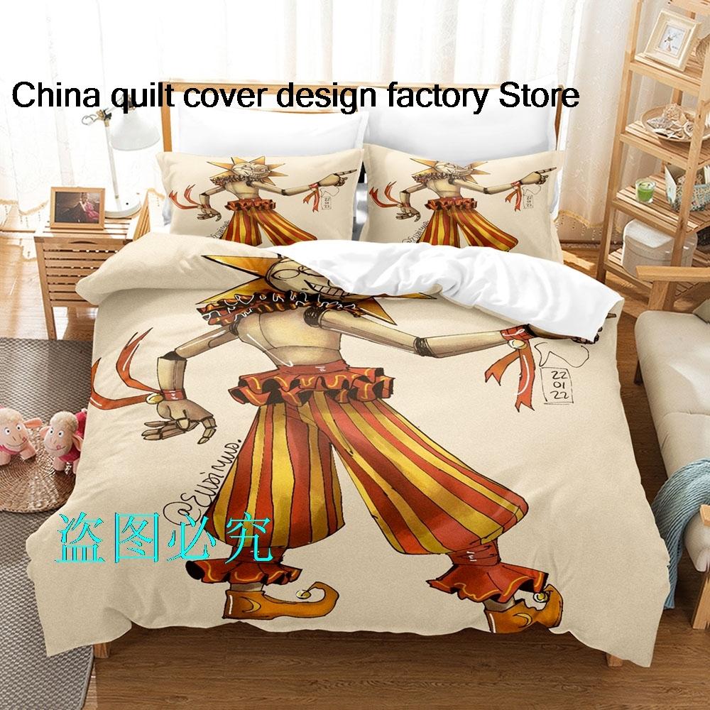 Sundrop FNAF Beding Set Single Twin Ful Quen King-Sized Dimensionsd Dimensions Bed Linen Set Adult People Bedrom Duvetcover Sets Anime Sundrop FNAF