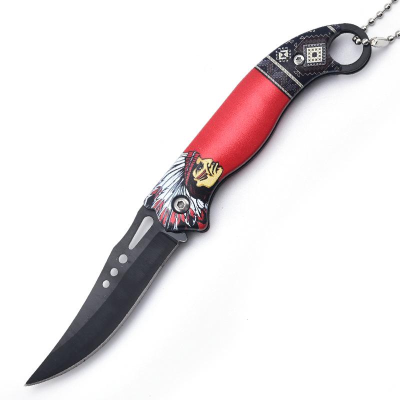 Coltello da Frutta Pieghevole Totem Acciaio Inossidabile Coltello da Pelatura per Uso Domestico Portatile Coltello da Cucina Multiuso