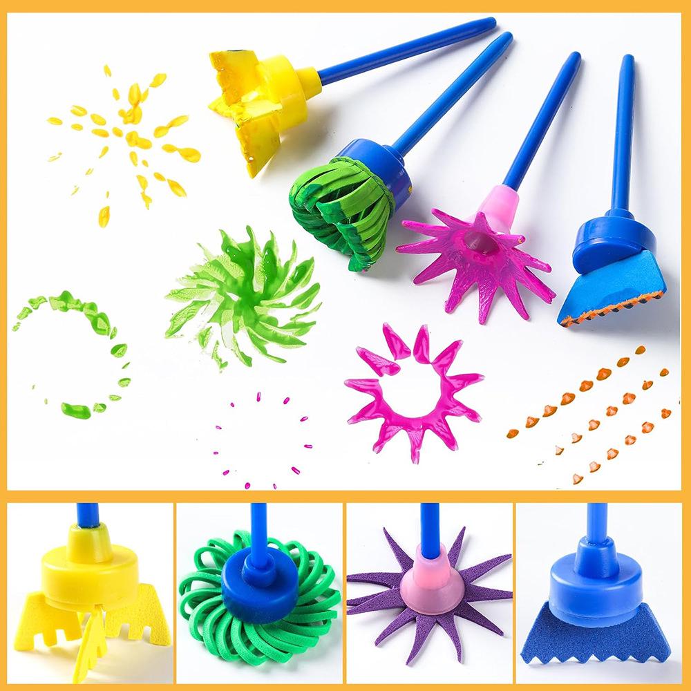 30-Piece Round Sponge Brush Set for Kids’ Art & Crafts
