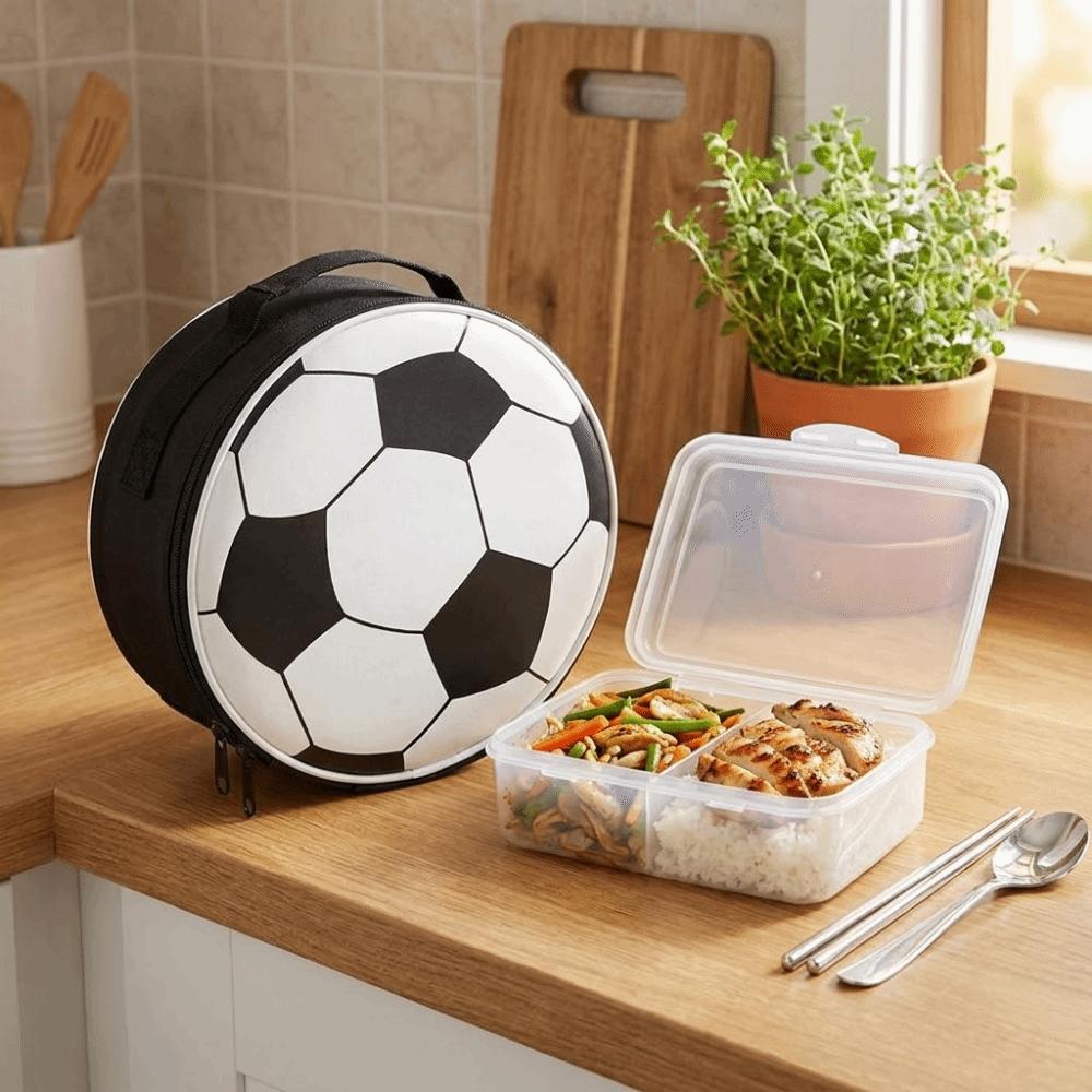 Large Capacity Soccer Lunch Bag Round Cooler Picnic Bag Durable Football Lunch Bag  Outdoor
