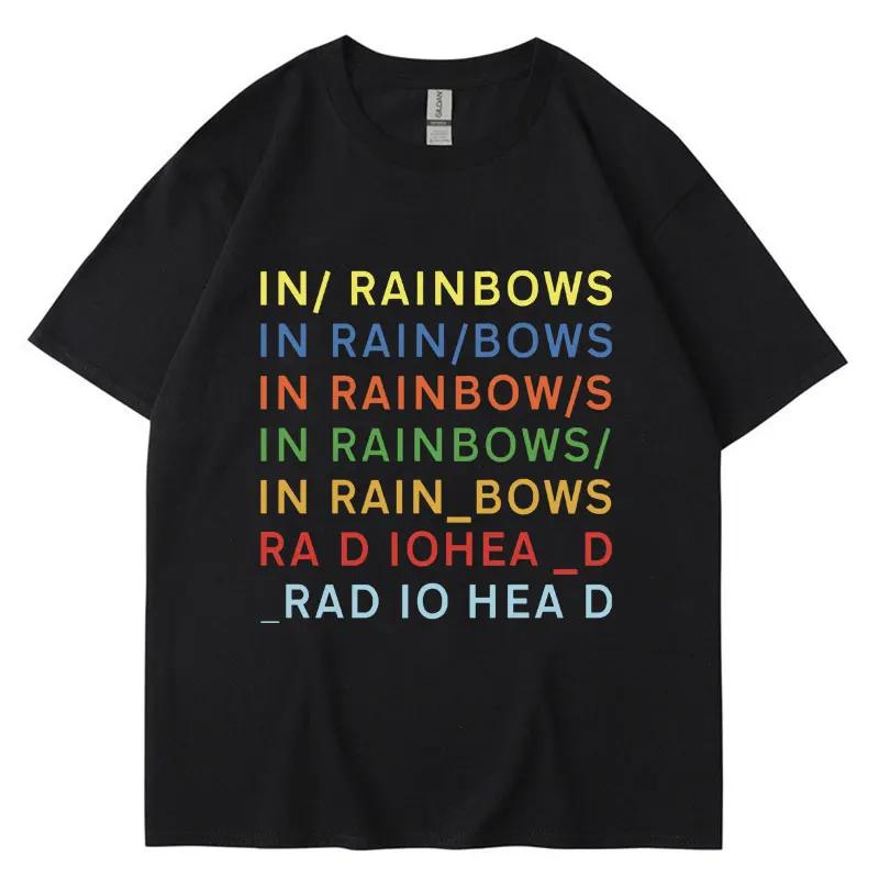 British Rock Band Radiohead T Shirt Music Album in Rainbows Unisexs Short Sleeve Hip Hop Gothic Loose Tshirts Streetwear