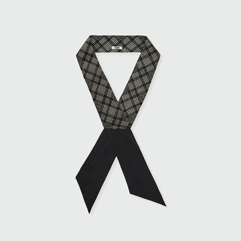 EENK ZUIE Check Pattern Silk Scarf - Black/Ivory