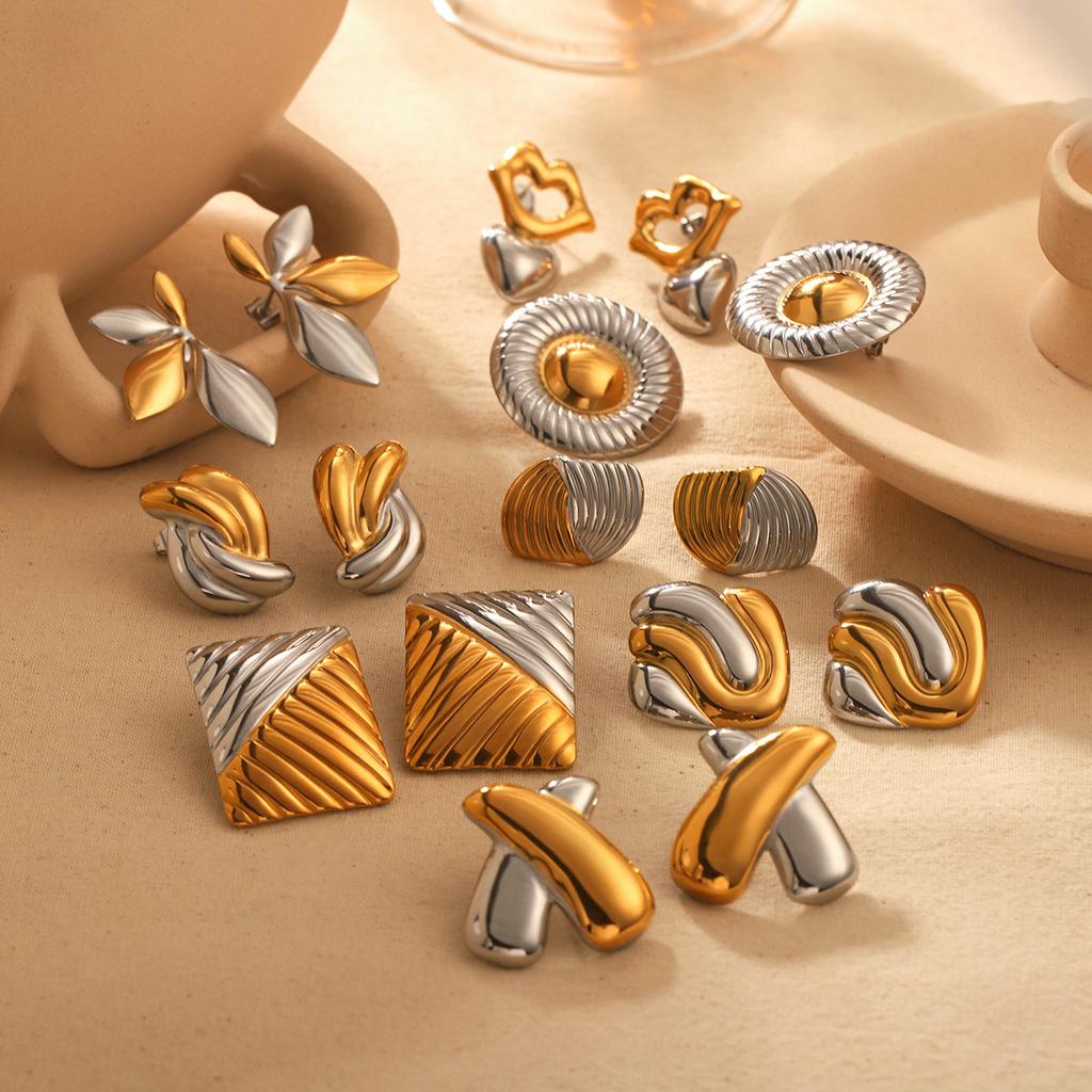 Yori 2025 New Gold Silver Mix Color Geometric Stainless Steel Earrings Waterproof and Hypoallergenic Summer Party Jewelry