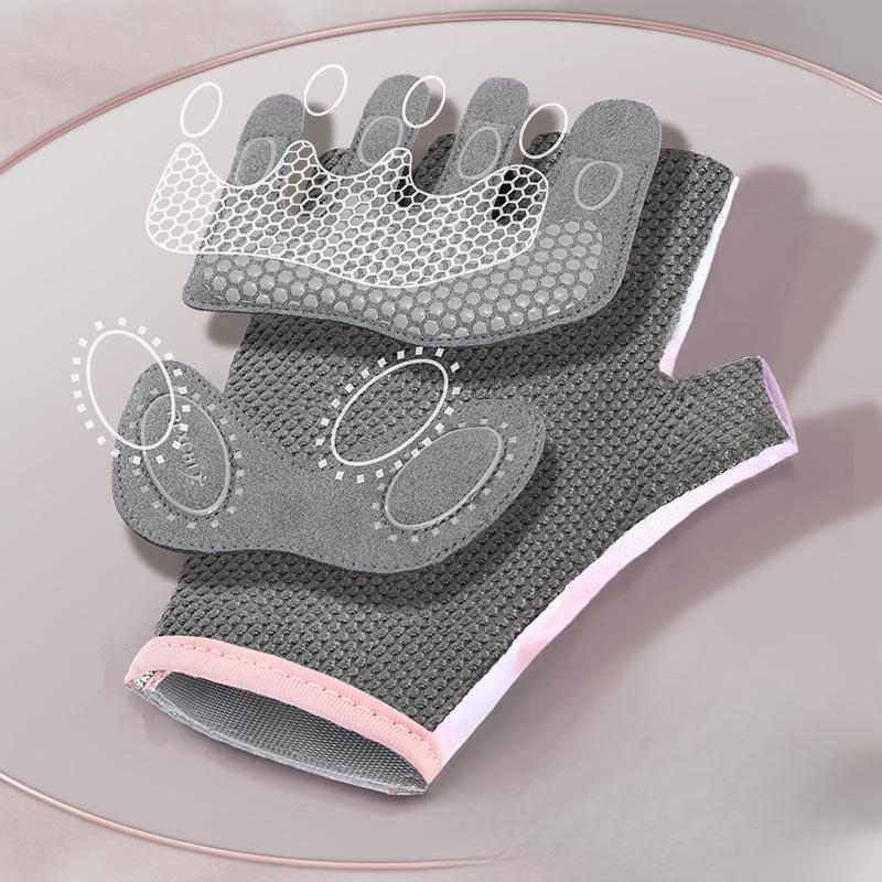 New sports gloves for women's yoga fitness exercise, anti slip, shock-absorbing, wear-resistant, breathable half finger gloves