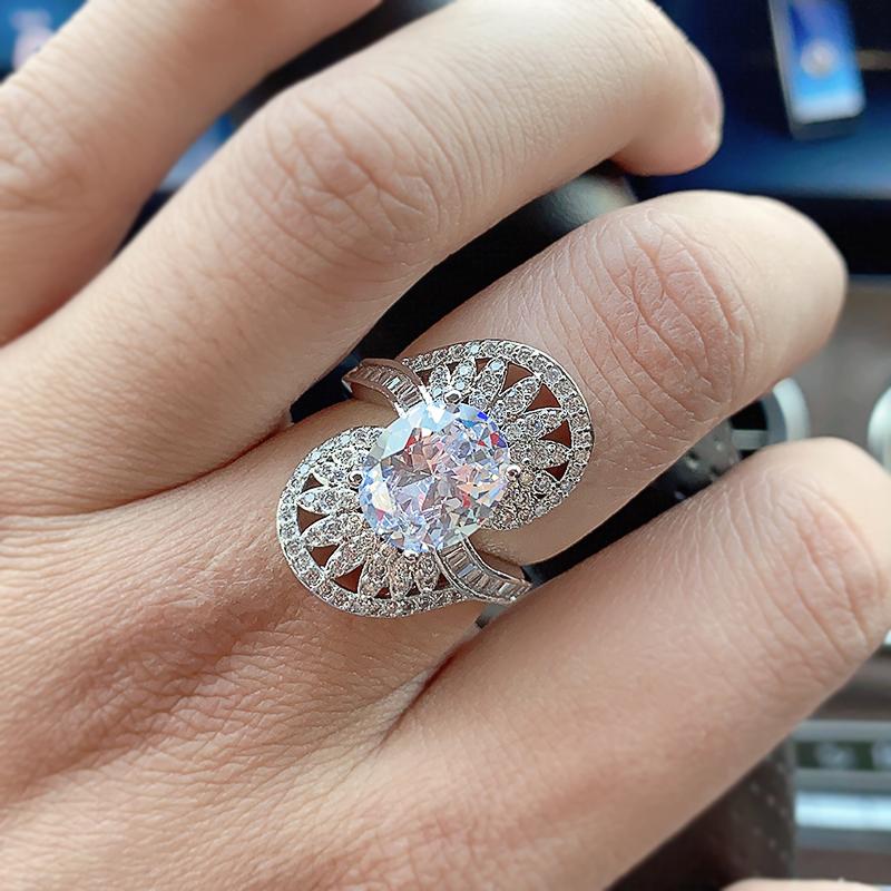 Blumenkristallringe für Damen Zirkonia Eheringe Mädchen Elegante Verlobungsgeschenke Modeschmuck