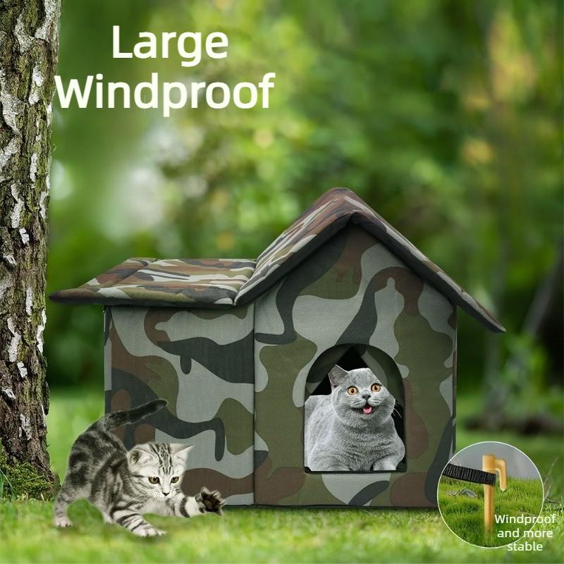 Stray Cat Dog House Cat Kennel Oxford Cloth Cat Warm Tent Kennel for Small Pets Winter Outdoor Cold Proof Waterproof Detachable