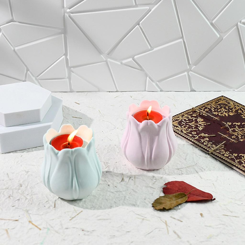 Stampo in Silicone 3D per Candeliere Stampo Decorativo per Base di Candela Stampo per Vaso di Candela in Gesso Elegante Stampo per Decorazioni Domestiche