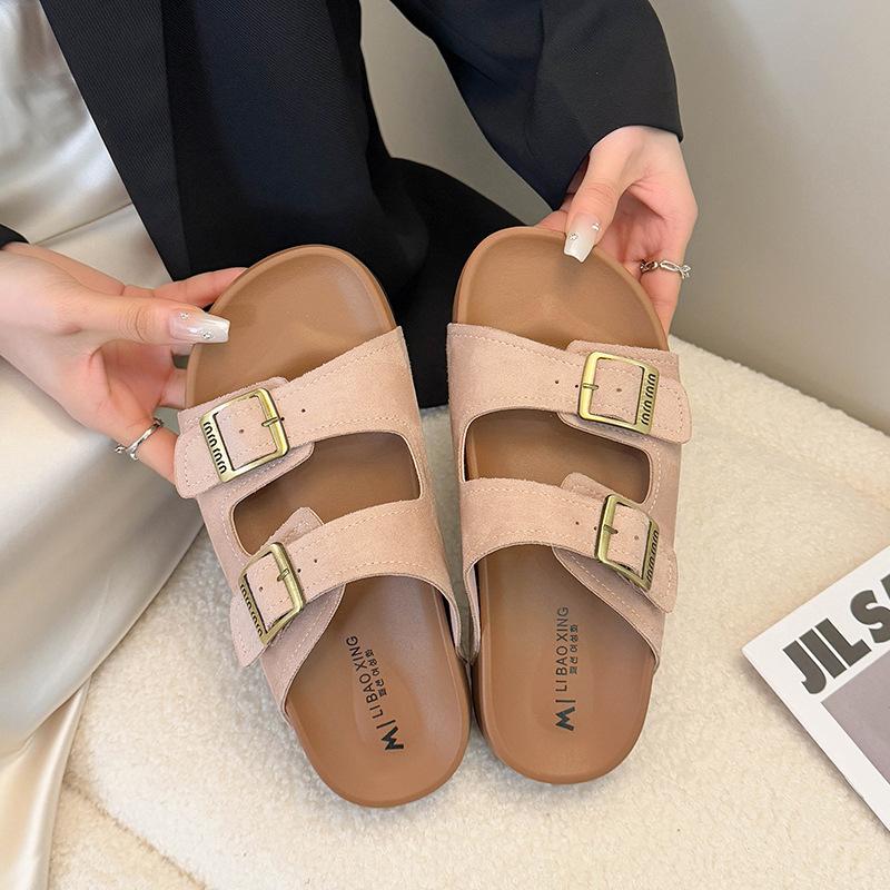 

Summer new thick-soled heightening versatile sandals imitation leather comfortable buckle sports cool slippers 40 розовый