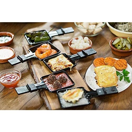 Non-stick Coated Mini Iron Grilled Cheese Pan Melting Accessories, Raclette Replacement Tray, Raclette Dish, Mini Raclette Pan, Square (4 White)