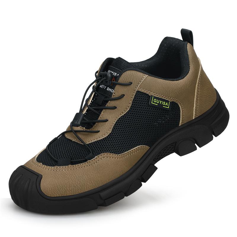 Black Leather Work Safety Shoes Waterproof Indestructible Steel Toe Cap Labor Shoes For Men Breathable Anti Smashing Sneakers