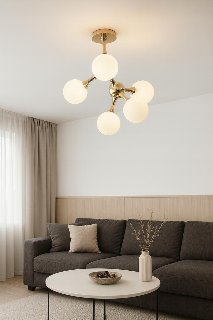 Pendant Lamp Ceiling Chandelier Balls Gold Modern Led Milky