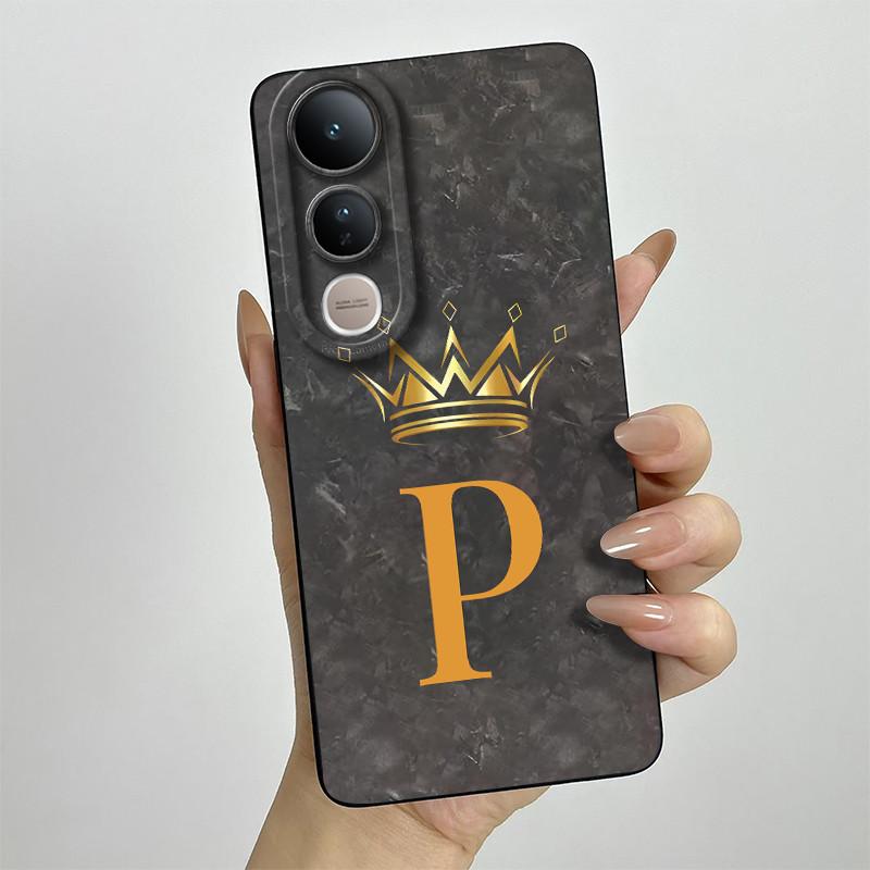For Vivo V50 Lite Case V2441 Fashion Crown Letters Phone Shell Soft Liquid Silicone Back Cover Full Protection Shockproof Bumper