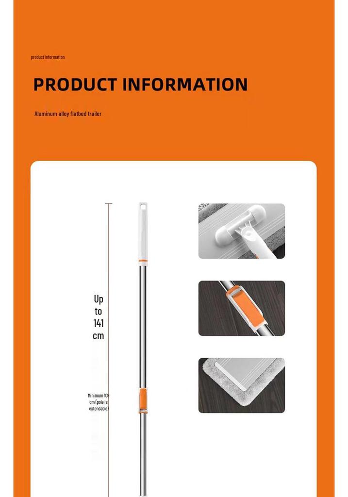 60cm Large Aluminum Plate Lazy Flat Mop for Wood Floors - Labor-Saving Design.