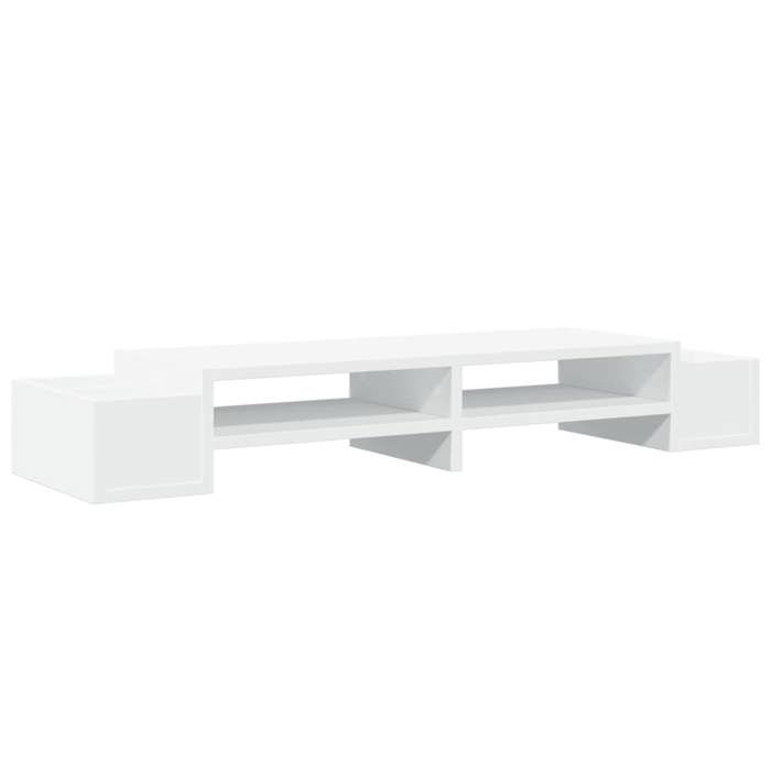 VidaXL Support de moniteur avec rangement blanc bois d'ingénierie, support de moniteur pour bureau, étagère de moniteur, 854688