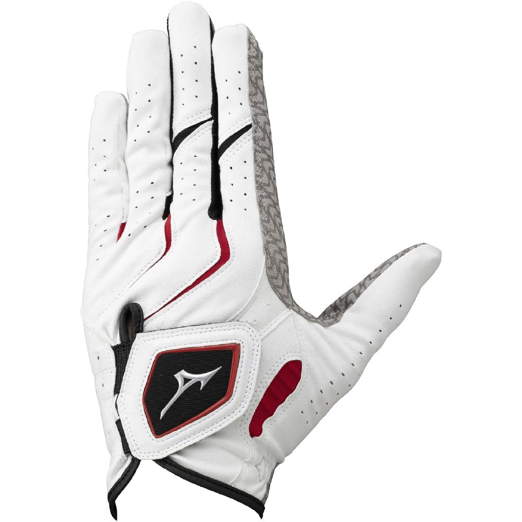 MIZUNO Double Grip Golf Set of Left 5MJMX401 Men's Gloves, 3, Hand, White/Red, 25cm,