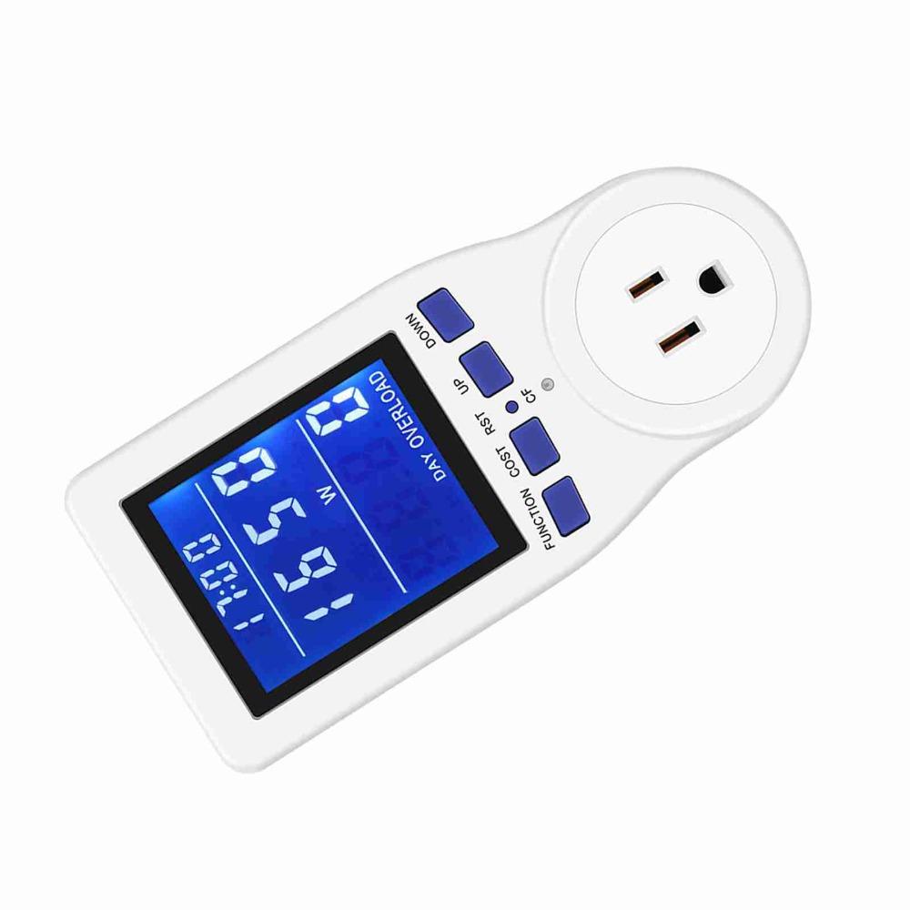 Durable White Power Meter Backlit LCD Energy Meter Full-view US-plug Power Monitor Home Use
