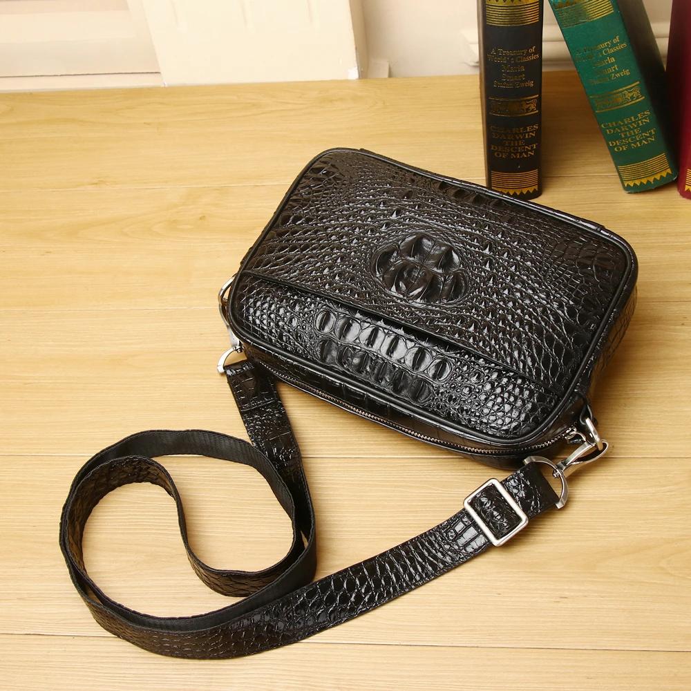 Crocodile Leather Men's Bag, Genuine Leather Messenger Bag, Business Fashion and Leisure Going Out, Large-capacity Small Bag, Men's Shoulder Bag.
