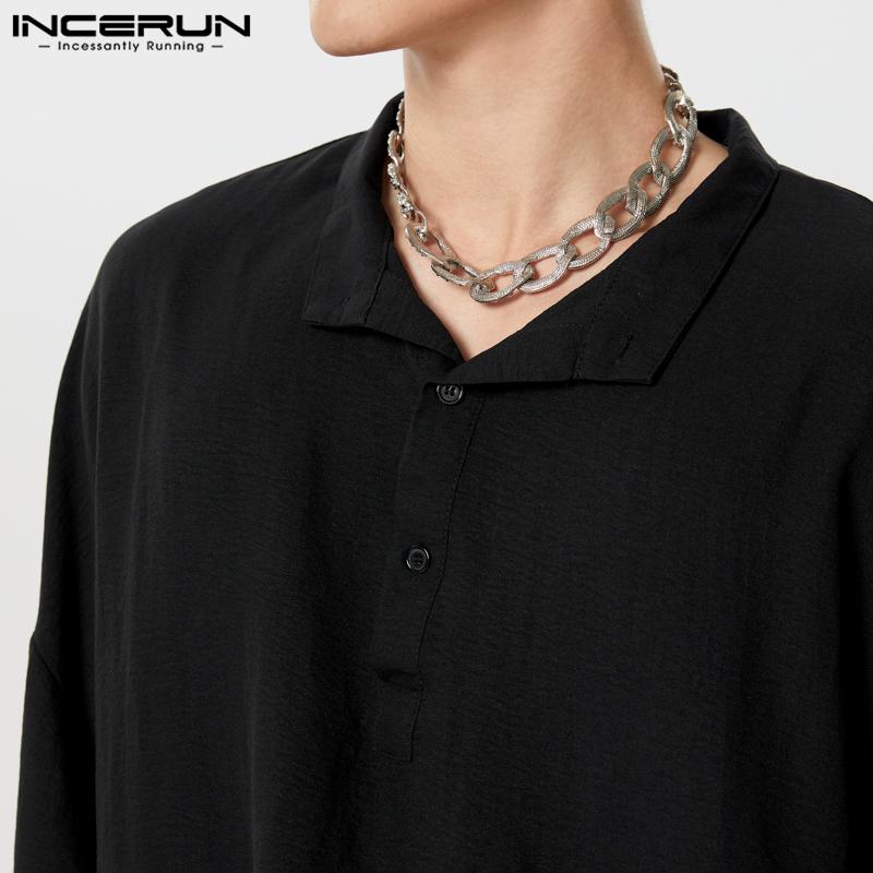INCERUN Herren 3/4 Ärmel Henley Shirts Stehkragen Casual Tops