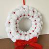 Festive Holiday Wreath Holiday Wreath White Fuzzy Pom Pom Ball Christmas Wreath with Bow Berries Festive Holiday Decor for Home