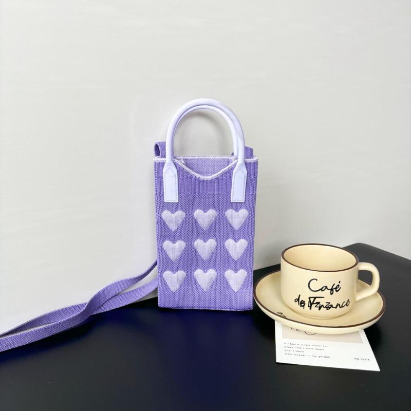 New Love Mobile Phone Bag High-end Knitted Bag Popular Cartoon Cute Portable Storage Messenger Bag
