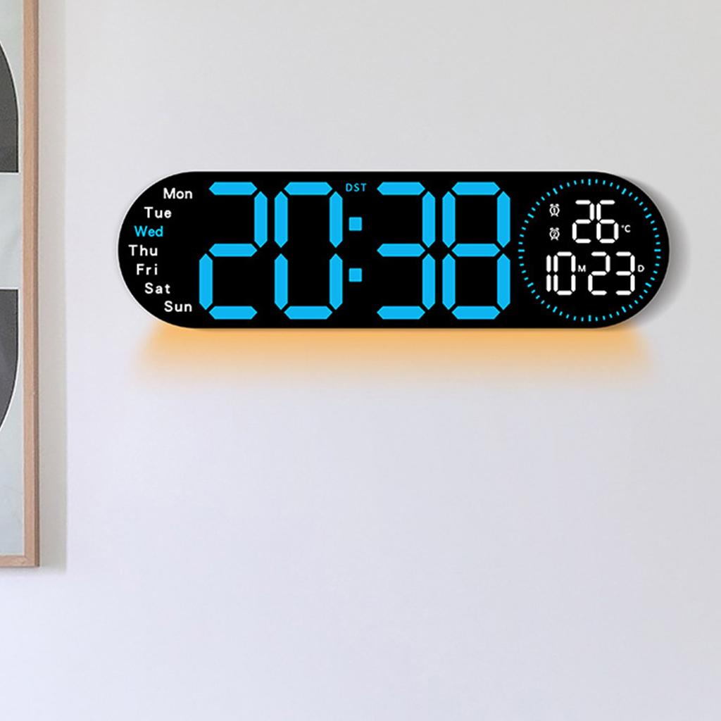 LED Digital Clock Wall &Desk Mount Alarms Clock with Adjustable Brightness &Volume 12/24Hour Display For Home Office