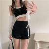 Black High-Waist Slimming A-Line Hotpants for Women
