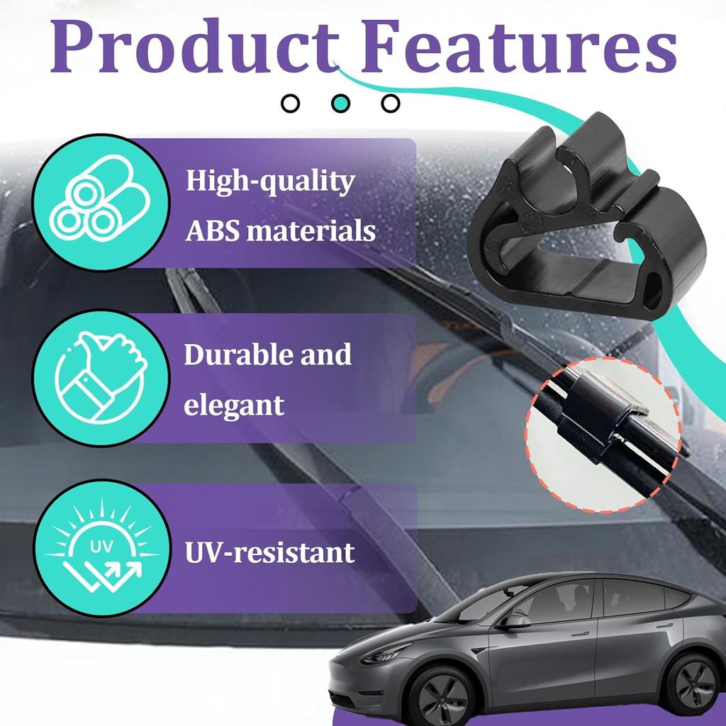 4Pcs Wiper Washer Hose Retention Clips Compatible with Tesla Model 3 and Y, UV Weather Resistance, Fit for All Years Buckle Fastener Holder 2016-2025
