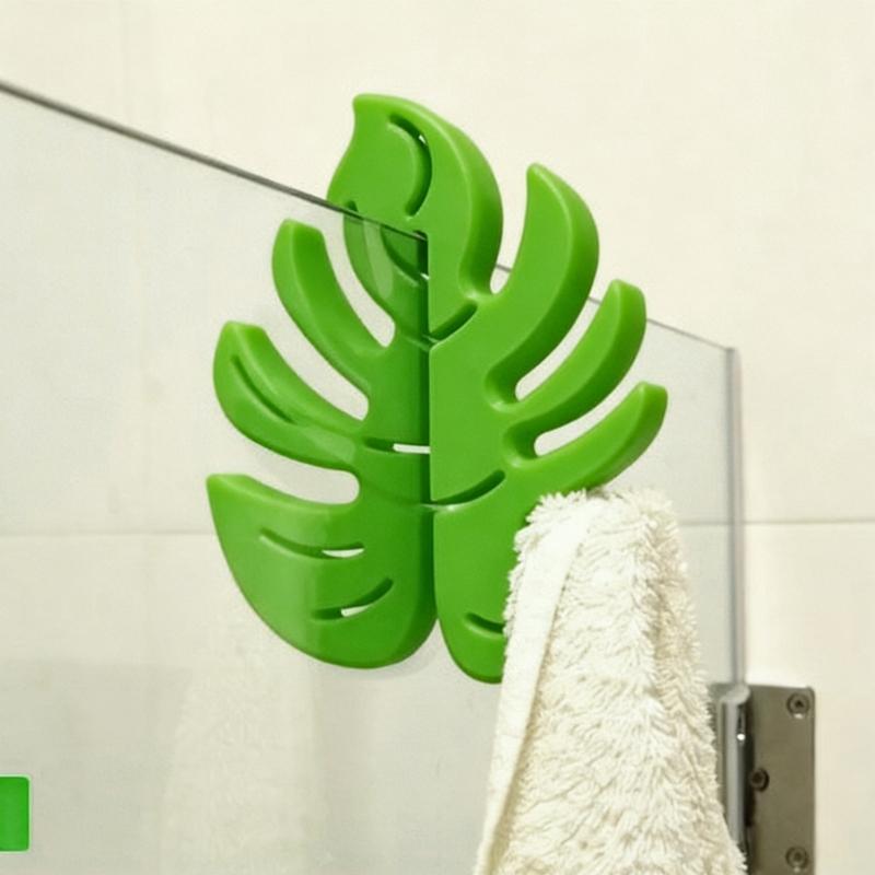 Monstera Deliciosa Plastic Shower Hook With 2 Layers For Hanging Wet Items Hanger For Towels And Robes