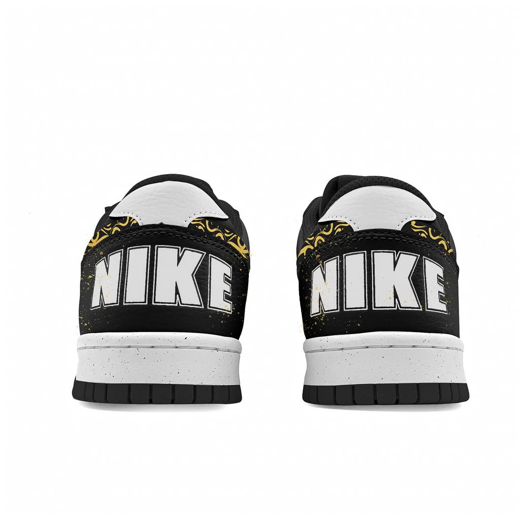 Nike Big Low Lu Cushioning Abrasion Resistant Slip Resistant Low top Skateboard Shoes Unisex Black White Gold 355152-016(Team661-)