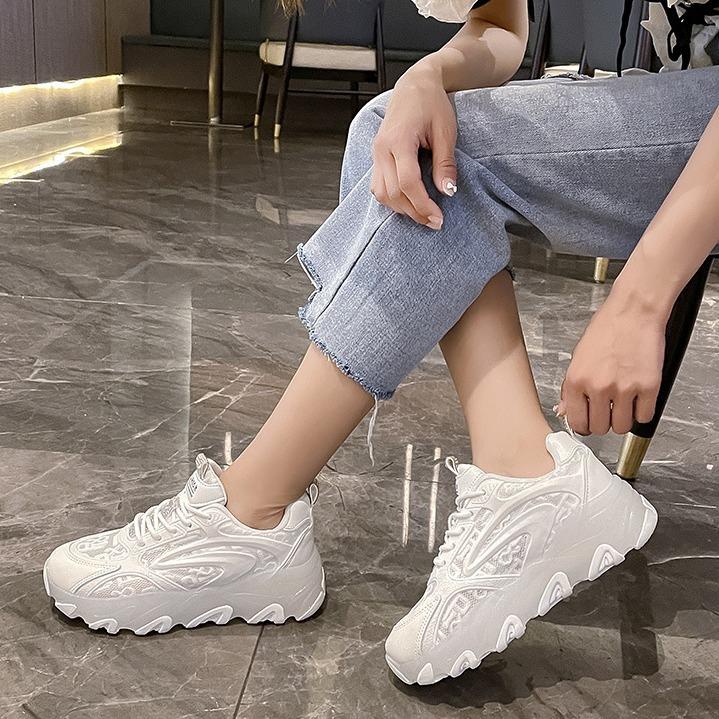 

Женская обувь Новая платформа Модные повседневные кроссовки Модные дышащие громоздкие кроссовки 40 белый