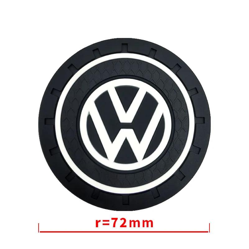 1/2pcs Car Cup Mat Anti-slip Bottle Holder Coasters Emblem For VW CC Polo Golf 4 MK7 MK5 MK4 MK6 Passat Touran Scirocco Tiguan zr2