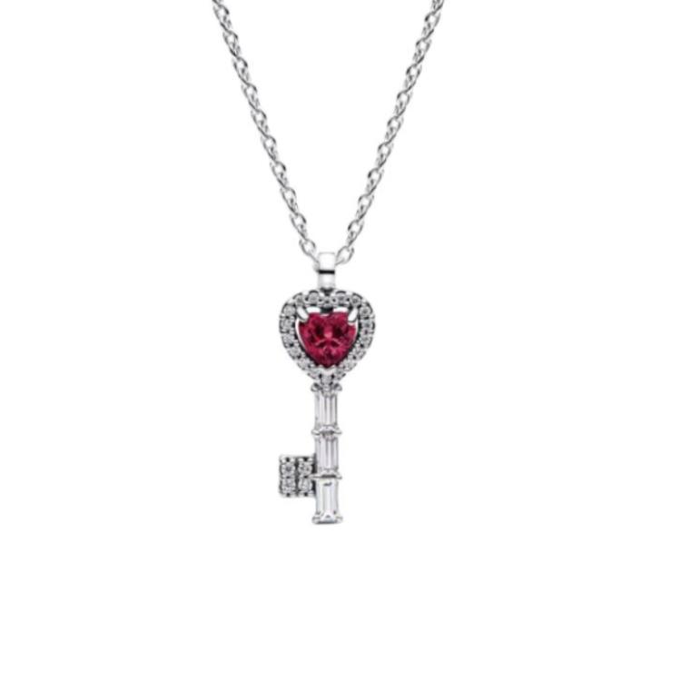 Pandora Personalized Fashion 925 Silver Necklace Women necklace Red 394392CO1