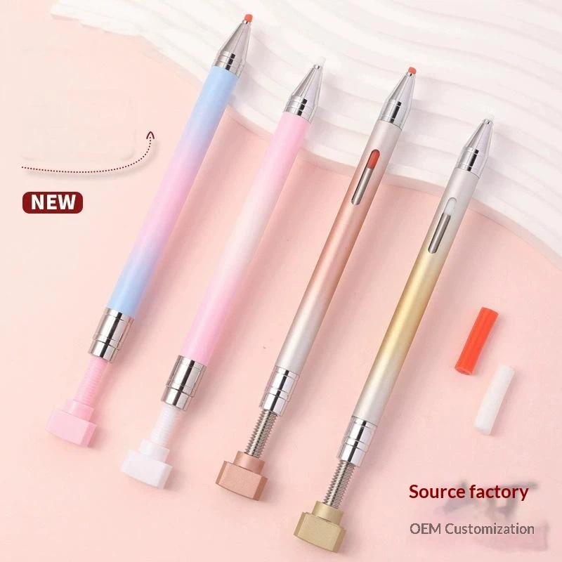 Gradient Point Drill Wax Stick With Self-Adhesive Rotating Nail Art Tool, Portable Dotting Pen For Nail Salon Use Nail Art Pen