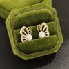 Temperament: Sweet and Stone-inlaid Butterfly Stud Earrings, Exquisite and Versatile, Small Earrings, Gold-plated 9925 Silver Needle Freshwater Pear