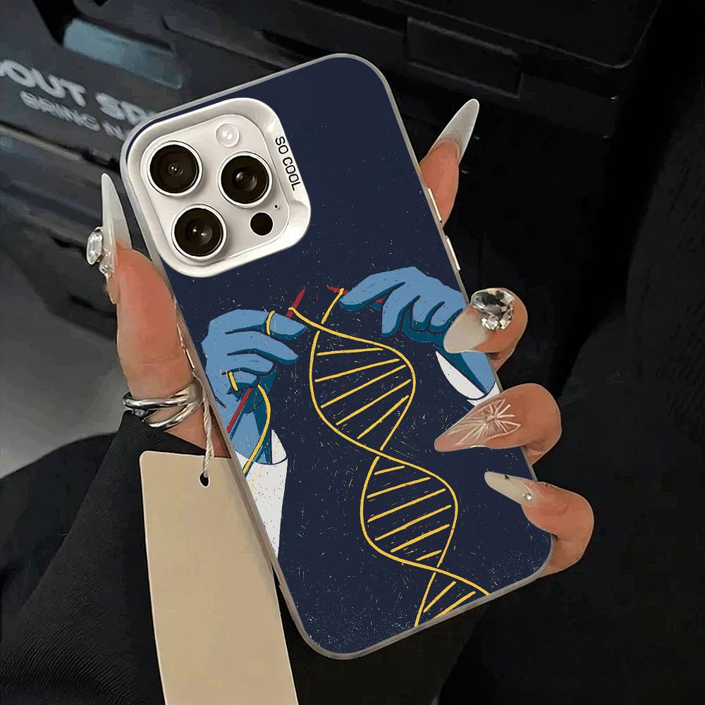 

S-Science DNA Biology Phone Case For iPhone 17,16,15,14,13,12,11 Plus,Pro Max,XS,white silver phone case iPhone15plus